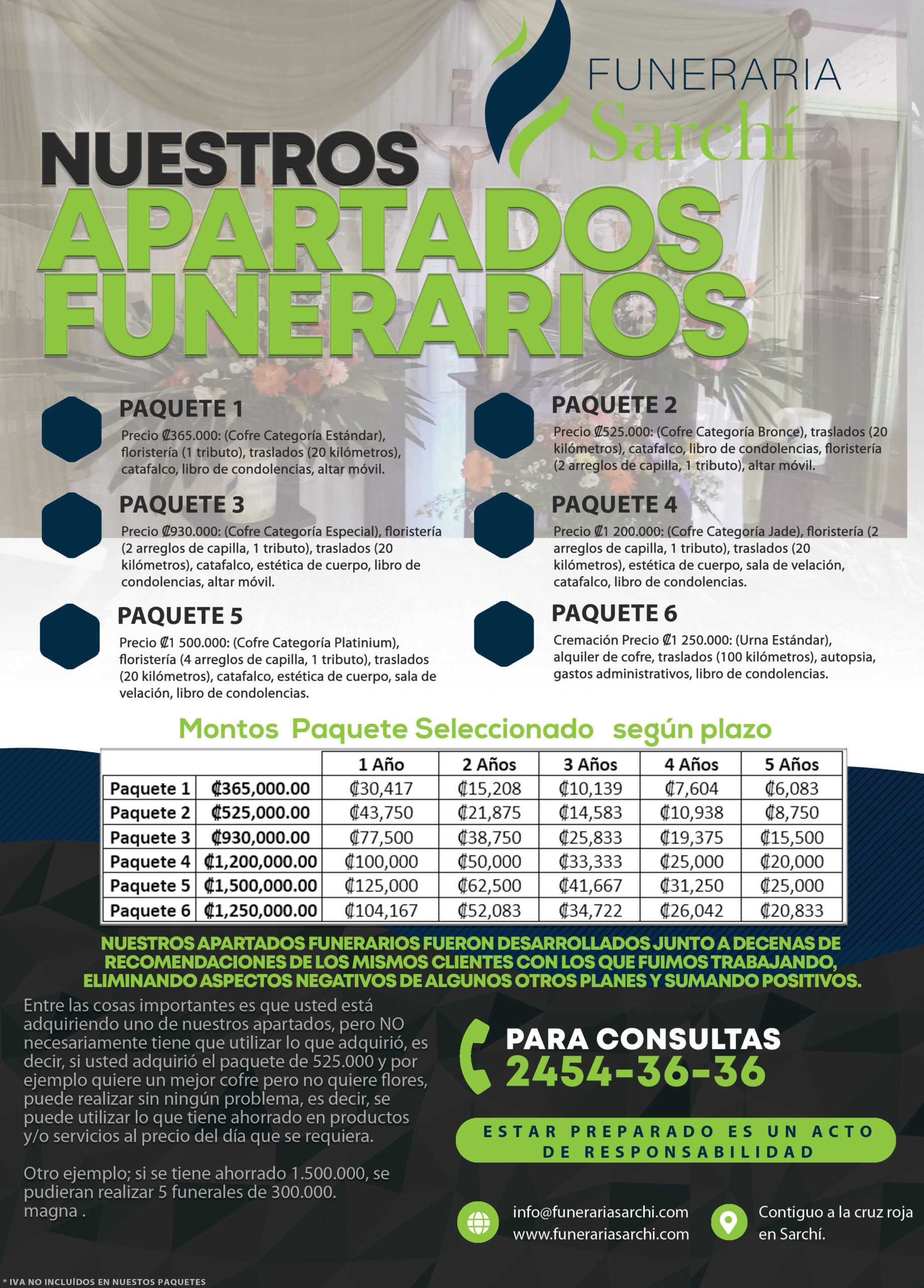 Funeraria Sarchí - Apartados Funerarios 